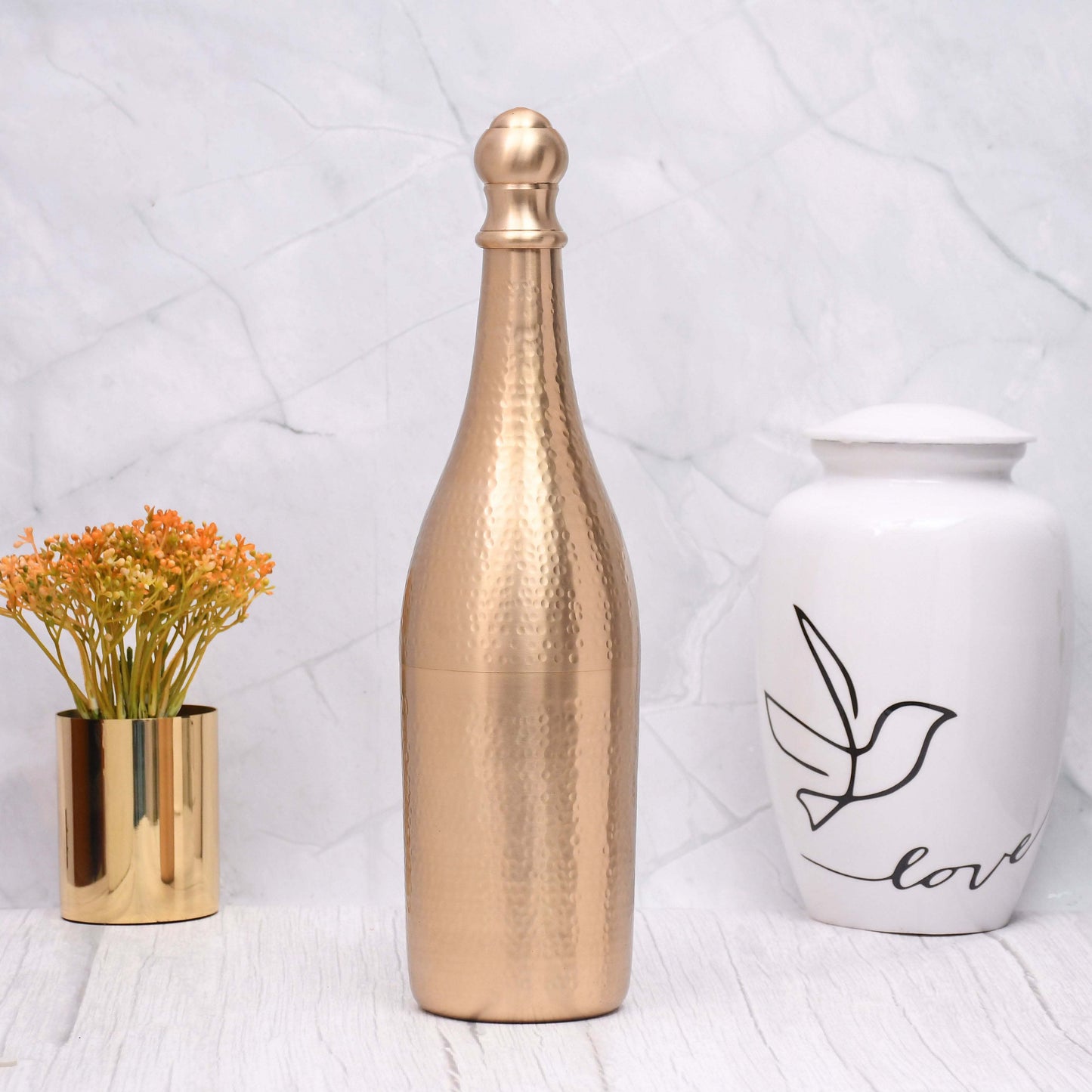 SAMA Homes - beautifullly designed brass matt finished champagne bottle case with elegant design