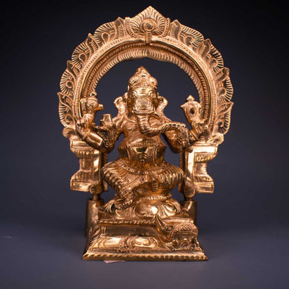 SAMA Homes - ganesha with arch panchaloha idol 6 inches