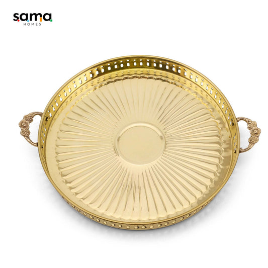 SAMA Homes - brass pooja thali with handle 10inch