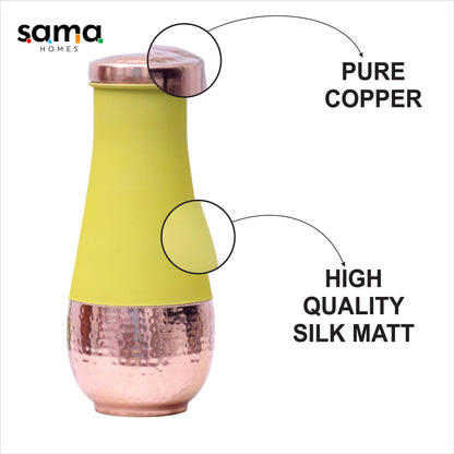 SAMA Homes - pure copper silk yellow tulip jar with inbuilt glass capacity 1400ml