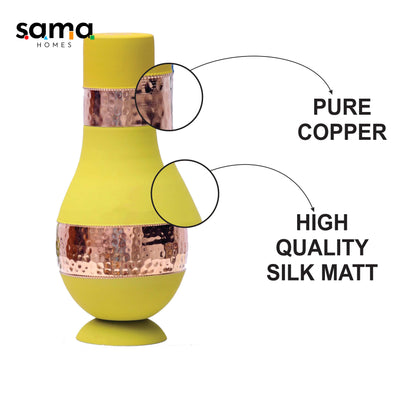 SAMA Homes - pure copper silk yellow modern surahi with inbuilt glass capacity 1000ml
